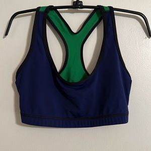 Danskin Navy and Green With Black Trim Sports Bra, Size L